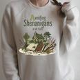 Avoiding Shenanigans Irish St Patricks Day Book Reader Raglan Sleeve Sweatshirt Heather Forest