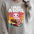 Axolotl Book Lover Librarian Reading Library Readers Raglan Sleeve Sweatshirt Heather Forest