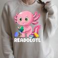Axolotl Book Reading Bookworm Readolotl Mexican Salamander Raglan Sleeve Sweatshirt Heather Forest Axolotl Book Reading Bookworm Readolotl Mexican Salamander Raglan Sleeve Sweatshirt Heather Forest