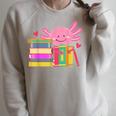 Axolotl Book Reading Librarian English Teacher For Men Women Kids Raglan Sleeve Sweatshirt Heather Forest