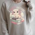 I Axolotl Questions Cute Reading Book Bookworm Librarian Raglan Sleeve Sweatshirt Heather Forest