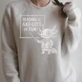 Axolotl Reading Is AXO-Lots Of Fun Book Lover Raglan Sleeve Sweatshirt Heather Forest