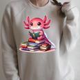 Axolotl Reading Bookworm Book Lovers Raglan Sleeve Sweatshirt Heather Forest