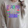 Back To School Book Reader Reading Is My Jam Bookworm Raglan Baseball Tee Raglan Sleeve Sweatshirt Heather Forest