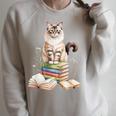 Balinese Cat Longhaired Siamese Books Flowers Book Reading Raglan Sleeve Sweatshirt Heather Forest Balinese Cat Longhaired Siamese Books Flowers Book Reading Raglan Sleeve Sweatshirt Heather Forest