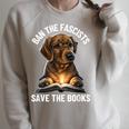 Ban The Fascists Save The Books Book & Dogs Lovers Raglan Sleeve Sweatshirt Heather Forest