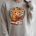 Bear Reading Book Graphic Bear With Book Floral Raglan Sleeve Sweatshirt Heather Forest Bear Reading Book Graphic Bear With Book Floral Raglan Sleeve Sweatshirt Heather Forest