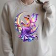 Beautiful Book Fairy Reading Crescent Moon Gothic Bookish Raglan Sleeve Sweatshirt Heather Forest