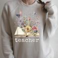 Beautiful Floral Open Book Teacher Men Women Raglan Sleeve Sweatshirt Heather Forest