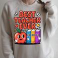 Best Teacher Ever Cute Apple Books School Classroom Vibes Raglan Sleeve Sweatshirt Heather Forest