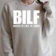 BILF Books I'd Like To Finish Humorous Book Lover Pun Raglan Sleeve Sweatshirt Heather Forest
