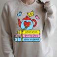 Blessed By God Loved By Jesus Book Lovers Raglan Sleeve Sweatshirt Heather Forest