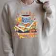 Book & Autumn Fall Lover Bookworm Hello Fall Bookish Reading Raglan Sleeve Sweatshirt Heather Forest