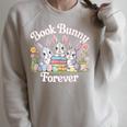 Book Bunny Forever Easter Reading Librarian Bookworm Raglan Sleeve Sweatshirt Heather Forest