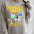Book Club With My Besties Fun Raglan Sleeve Sweatshirt Heather Forest