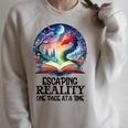 Book Dragon Reading Escaping Reality One Page Bookish Dragon Raglan Sleeve Sweatshirt Heather Forest