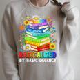 Book Flower Radicalized By Basic Decency Feminist LGBT Raglan Sleeve Sweatshirt Heather Forest