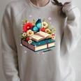Book Flowers And Butterfly Beautiful Reading Reader Raglan Sleeve Sweatshirt Heather Forest