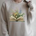 Book Flowers Reading Book Lover Raglan Sleeve Sweatshirt Heather Forest