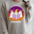 Book Ghost Reading Halloween Teacher For Men Women Raglan Sleeve Sweatshirt Heather Forest