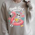 Book Girl Summer Skeleton Reading Books Lovers Beach Raglan Sleeve Sweatshirt Heather Forest