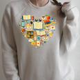 Book Lover Heart Reading Stack Bookworm Raglan Sleeve Sweatshirt Heather Forest