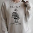 Book Lover Librarian Today I'm Serious Goose Meme Raglan Sleeve Sweatshirt Heather Forest