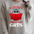 Book Lover Nerd Reading Teacher Bookworm Ladies Cat Raglan Sleeve Sweatshirt Heather Forest