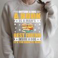 Book Lover Outside a Dog a Book Is a Man's Best Friend Raglan Sleeve Sweatshirt Heather Forest Book Lover Outside a Dog a Book Is a Man's Best Friend Raglan Sleeve Sweatshirt Heather Forest