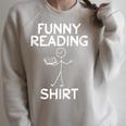Book Lover Reading Shirt Book Reading Stick Figure Raglan Sleeve Sweatshirt Heather Forest