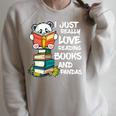 Book Lover Shirt Kids Panda Lover Book Reading Raglan Sleeve Sweatshirt Heather Forest