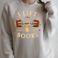 Book Lover Weightlifting Gym Reader Fitness Lifestyle Raglan Sleeve Sweatshirt Heather Forest