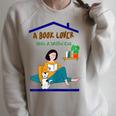 A Book Lover With A Willful Cat Women Kids Raglan Sleeve Sweatshirt Heather Forest