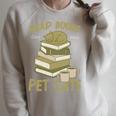 Book Lover Women Read Books Pet Cats Premium Tri-Blend Raglan Sleeve Sweatshirt Heather Forest