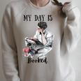 Book Lovers My Day Is Booked Vintage Raglan Sleeve Sweatshirt Heather Forest