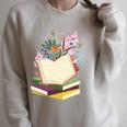 Book Lovers Wildflowers Books Reading Cute Floral Readers Raglan Sleeve Sweatshirt Heather Forest