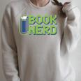 Book Nerd Pixel Retro Reading Bibliophile Gamer Raglan Sleeve Sweatshirt Heather Forest