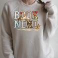 Book Nerd Vintage Floral Aesthetic Leopard Print Raglan Sleeve Sweatshirt Heather Forest
