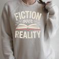 Book Nonfiction Reading Literary Apparel Fact Based Books Raglan Sleeve Sweatshirt Heather Forest