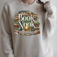 Book Nook Enthusiast Cozy Library Reader Collector Raglan Sleeve Sweatshirt Heather Forest