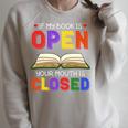 If My Book Is Open Your Mouth Is Closed Reading Books Performance Raglan Sleeve Sweatshirt Heather Forest If My Book Is Open Your Mouth Is Closed Reading Books Performance Raglan Sleeve Sweatshirt Heather Forest