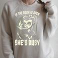 If The Book Is Open She's Busy Witch Goth Girl Loves To Read Raglan Sleeve Sweatshirt Heather Forest
