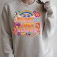 Book Peace Bookworm Hippie Rainbow Peace Sign Raglan Sleeve Sweatshirt Heather Forest