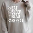 Book Reader Eat Sleep Read Repeat Raglan Sleeve Sweatshirt Heather Forest