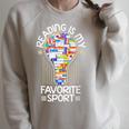 Book Reading Is My Favorite Sport Book Lover T-Shirt Raglan Sleeve Sweatshirt Heather Forest