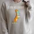 Book Reading Giraffe I Love My Library Raglan Sleeve Sweatshirt Heather Forest