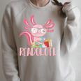 Book Reading Readolotl Amphibian Animal Bookworm Axolotl Raglan Sleeve Sweatshirt Heather Forest