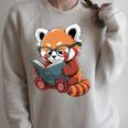 Book Reading Red Panda Reader Animal Cute Red Panda Premium Tri-Blend Raglan Sleeve Sweatshirt Heather Forest