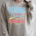 Book Reading Reading Can Seriously Damage Your Ignorance Raglan Baseball Tee Raglan Sleeve Sweatshirt Heather Forest