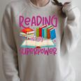 Book Reading Reading Is My Superpower Raglan Sleeve Sweatshirt Heather Forest
